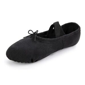 RoseMoli Kids Canvas Ballet Slippers Black Split Sole Dance Shoes Size 8 Toddler